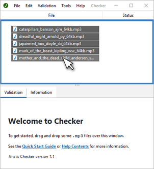 image showing how to drop files onto Checker